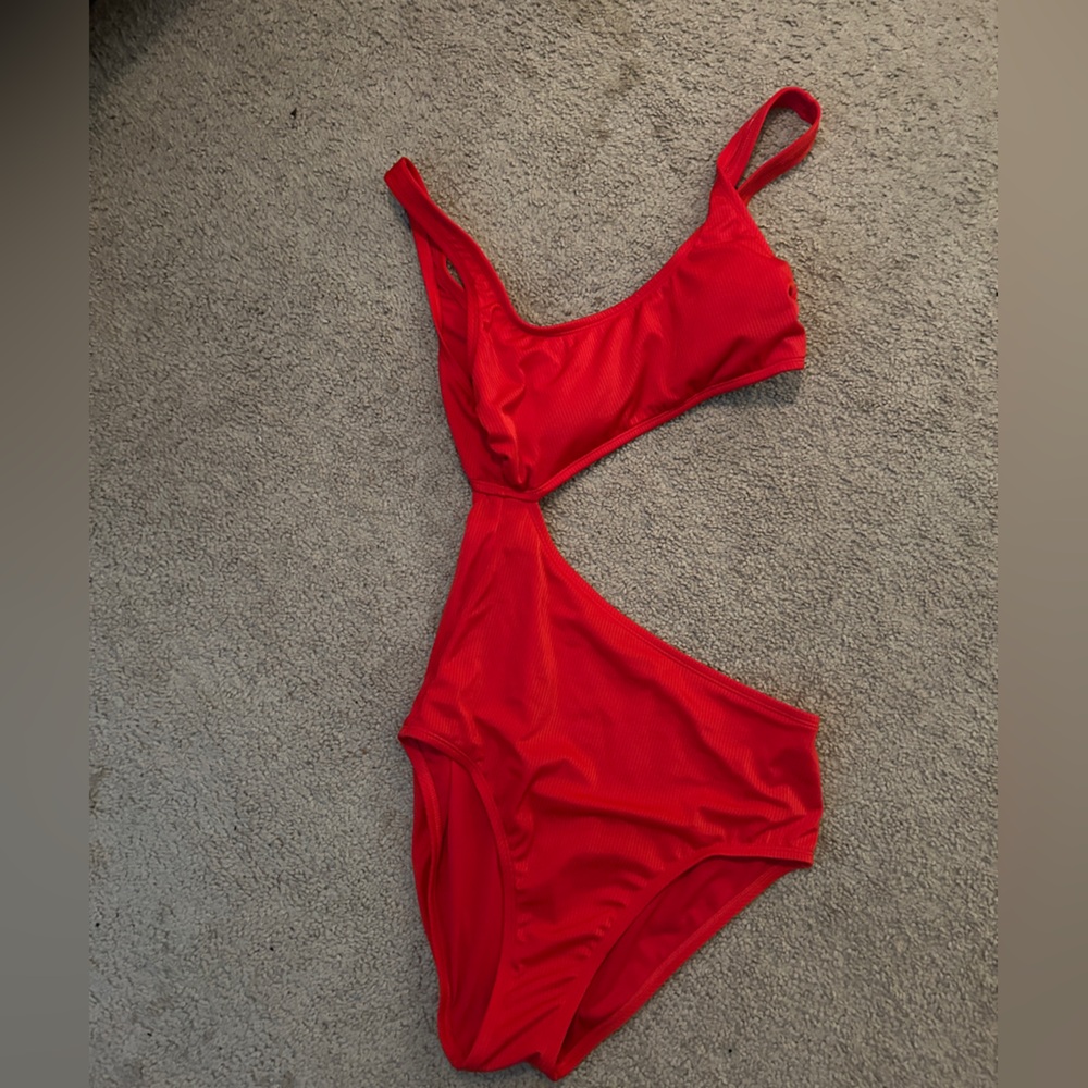 bathing suit, one piece, medium, red